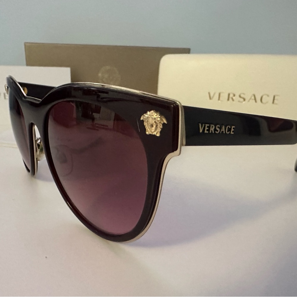 Versace Women's Elegant Burgundy Sunglasses - Picture 4 of 6